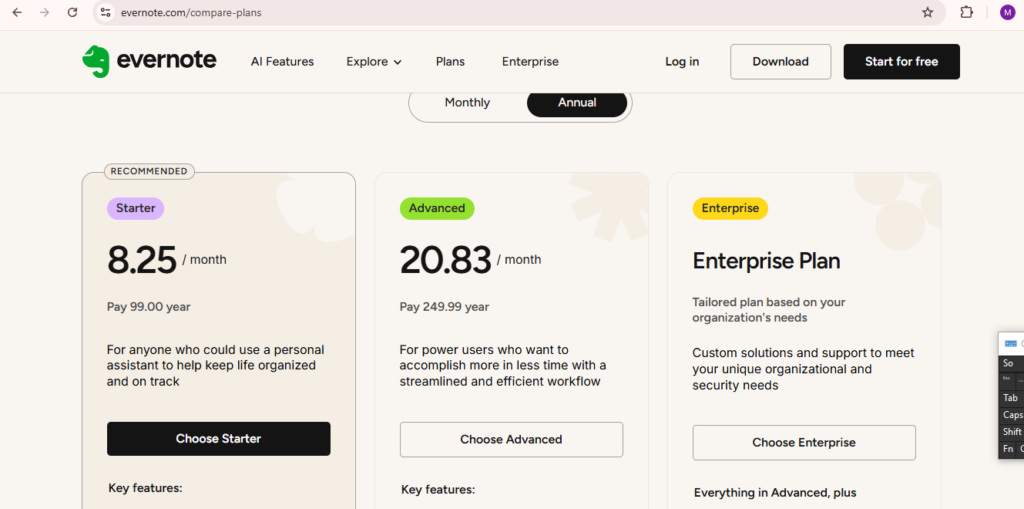 Evernote Pricing 
