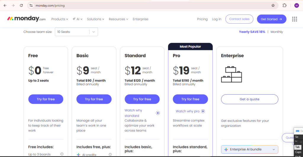 Monday.com Pricing Plans