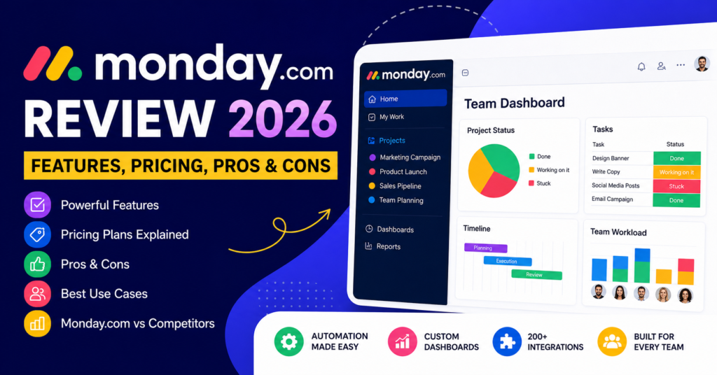 Monday.com Review 2026: Features, Pricing, Pros & Cons Explained